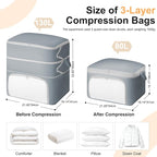 Comforter Storage Bag - Large Capacity Blanket Storage Bags Front-opening Ultra Space Saving Self Compression Organizer, Washable Compression Bags for Storage Comforter Blanket, 2 Pack, Grey