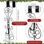 Kathfly 2 Pack 17 Inch Wreath Door Hanger Front Door Metal Bow Hanging Hook Adjustable Hook Length for Garden Spring Wreath Porch Decor Christmas Valentine's Day Decorations(Black)
