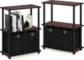 Furinno TURN-N-TUBE Storage Shelves Set of 2, 3-Tier Toolless Book Shelf with Storage Bins, Display Shelf, for Organization and Storage, Living Room, Garage, Home Office, Dark Cherry