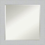 Amanti Art White Wall Mirror 24x24 Shiplap White Square Bathroom Mirror for Wall Decor Living Room, Medium Cottage Wood Frame, Hangs Horizonally and Vertically, Bathroom Decor, Beveled Edge