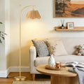 Ambimall 60" Floor Lamps for Living Room with 3 Color Temperatures, Gold Floor Lamp with Rattan Shade, Modern Tall Lamps for Bedroom Office, 9W LED Bulb Included