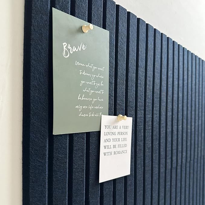 Large Cork Board for Office, 8 Pack Felt Wall Tiles with Slat Wall Paneling and Safe Removable Adhesive Tabs, Felt Bulletin Board Pin Board Cork Boards for Walls - Dark Blue