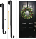 Wreath Hanger, Adjustable Over The Door Wreath Hanger from 14.9 to 25 Inches & Wreath Holder & Wreath Door Hanger for Front Door Decor 20 lbs Larger Christmas Decorations Hook (Black)