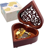 Pursuestar Beauty and The Beast Music Box, Heart Shaped Vintage Wood Mechanism Wind Up Musical Box Gift for Birthday Valentine