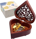 Pursuestar Anastasia Once Upon a December Music Box, Heart Shaped Vintage Hollow Out Wood Mechanism YunSheng Movement Wind Up Musical Box Gifts for Birthday Mother's Day Valentine's Day