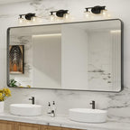 LOAAO Black Metal Framed Bathroom Mirror for Wall, Large 72X32 Inch Rounded Rectangle Mirror, Matte Black Bathroom Vanity Mirror Farmhouse, Anti-Rust, Tempered Glass, Hangs Horizontally or Vertically