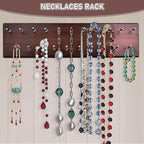 Tie Rack Wall Mounted, Wood Belt Hanger for Closet with 21 Chrome Hooks, Belt Storage Holder Organizer for Men Belts, Ties, Scarves, Wooden