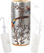 Decorative Ceramic Umbrella Stand - Porcelain Umbrella Holder Chinese Flower and Bird Print Vintage Floor Standing Vase Multi-Functional Cane Storage