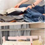 Clothes Pants Hangers, Space-Saving Skirt Holders with 360 ° Swivel Hooks, Adjustable Clips, Trouser Hangers, Clothes Coat Garment Jeans Hangers (30 Pack, Pink)