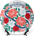 250th Anniversary Decorative Plates 10 Inch Modern Floral Patriotic Decorations Commemorative Plates with Stand Memorial Day 4th of July Veterans Day Home & Office