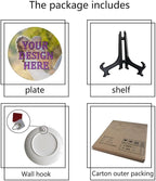 Personalization Decorative Plate Holder, 6inch, Custom Photo Text Round Display Plate, Hanging Decorative Plate with Display Stand, Ceramic Craft for Wall Hanging Decorative