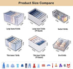 TIGARI Sock Wardrobe Clothes Organizer, Sock Organizer Drawer Divider, Foldable Drawer Compartment Storage for Socks (Gray)