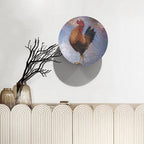 Rooster Decorative Plates, 6 Inch, Watercolor Painting Rooster Round Display Plate, Hanging Decorative Plate with Display Stand, for Home Kitchen Bedroom Decorative Ornaments