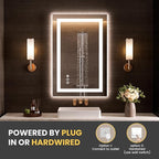 LOAAO 28"x34" LED Bathroom Mirror with Lights, Anti-Fog, Dimmable, Backlit + Front Lit, Lighted Bathroom Vanity Mirror for Wall, Memory Function