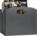 EZDeco PU Leather Magazine Holder, Magazine Rack Floor, Magazine Storage Basket & Vinyl Record Holder, File Folder Organizer for 12 inch LP Albums, Magazines, Books, Newspapers (Grey)