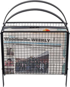 MyGift Mid-Century Design Magazine Rack, Matte Black Tone Metal Mesh Freestanding Magazine Organizer Holder Sling
