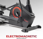 Sunny Health & Fitness Elliptical Exercise Machine, Silent Training, Long Stride Full Body Workout, Adjustable Resistance, Pulse Sensor, SunnyFit App via Bluetooth, Electric or Manual