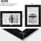 Egofine 4x6 Picture Frames Set of 4, Made of Solid Wood Covered by Plexiglass 3x4.5 and 3.5x5 with Mat or 4x6 without Mat, for Table Top Display and Wall Mounting Photo Frame Black