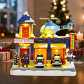 WONDER GARDEN Christmas Village Houses-Christmas Houses Village - Lighted Musical Police Station Collectible Buildings with Moving Car and Helicopter for Home Indoor Decor or Gift