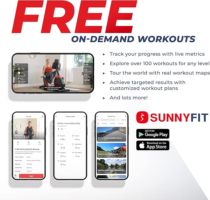 Sunny Health & Fitness Elite Interactive Series Exercise Elliptical with Exclusive Free SunnyFit App Enhanced Bluetooth Connectivity - SF-E320047