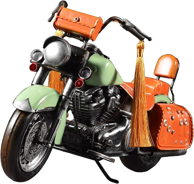 Vintage Motorcycle Model Decorative Collectible - Handmade Retro Iron Motorcycle Figurine Decor Art for Vintage Home Office Decor