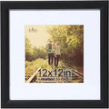 KTKDE 12x12 Picture Frame Real Glass, Display Pictures 8x8 with Mat or 12x12 Without Mat, Modern Style Wood Composite Frame,Gallery Wall Frame Wooden Black ，best gift