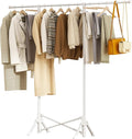 Clothing Garment Rack,Foldable Portable Clothes Rack,Stainless Steel Adjustable clothing racks for hanging clothes,Heavy Duty Clothes Rack Load 450 LBS, Read to Use,White