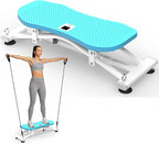 Ski Exercise Machine for Home Ski Simulator Balance Board with Resistance Bands Indoor Skiing Fitness Equipment for Full Body Cardio Core Leg and Arm Workout Balance Machine with Non-Slip Base Blue