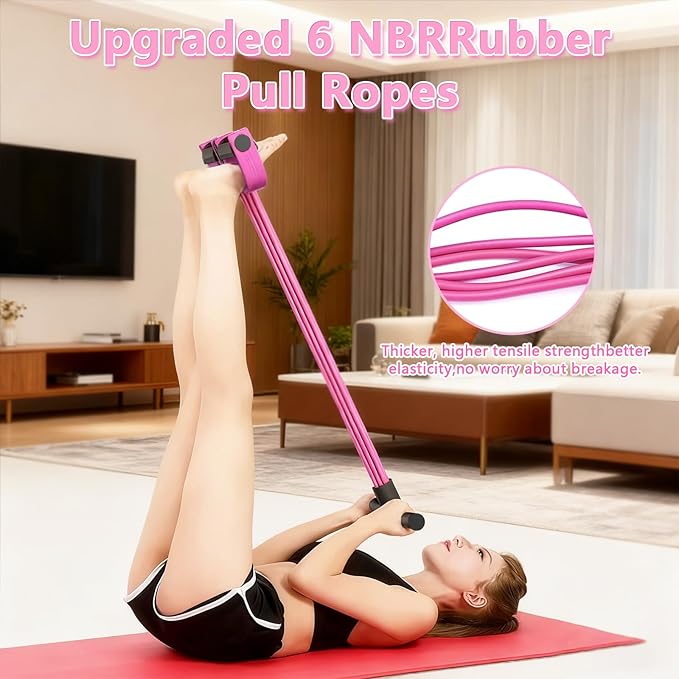 Pedal Resistance Band with Handle, Natural Rubber Foot Resistance Bands with Handles, New 6-Tube Manual Resistance Training Pedal Resistance Foot Pedal para Abdomen, Waist, Hands, Legs.