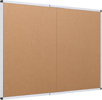 VIZ-PRO Cork Bulletin Board/Foldable Noticeboard, 36 X 24 Inches, Silver Aluminium Frame