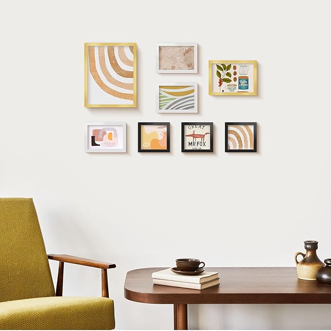 LaVie Home 8x10 Picture Frame Gold Set of 10, Display 5x7 with Mat or 8 x 10 Without Mat Picture, Photo Frame Collage for Wall Gallery or Table Deco, Hanging or Tabletop Display