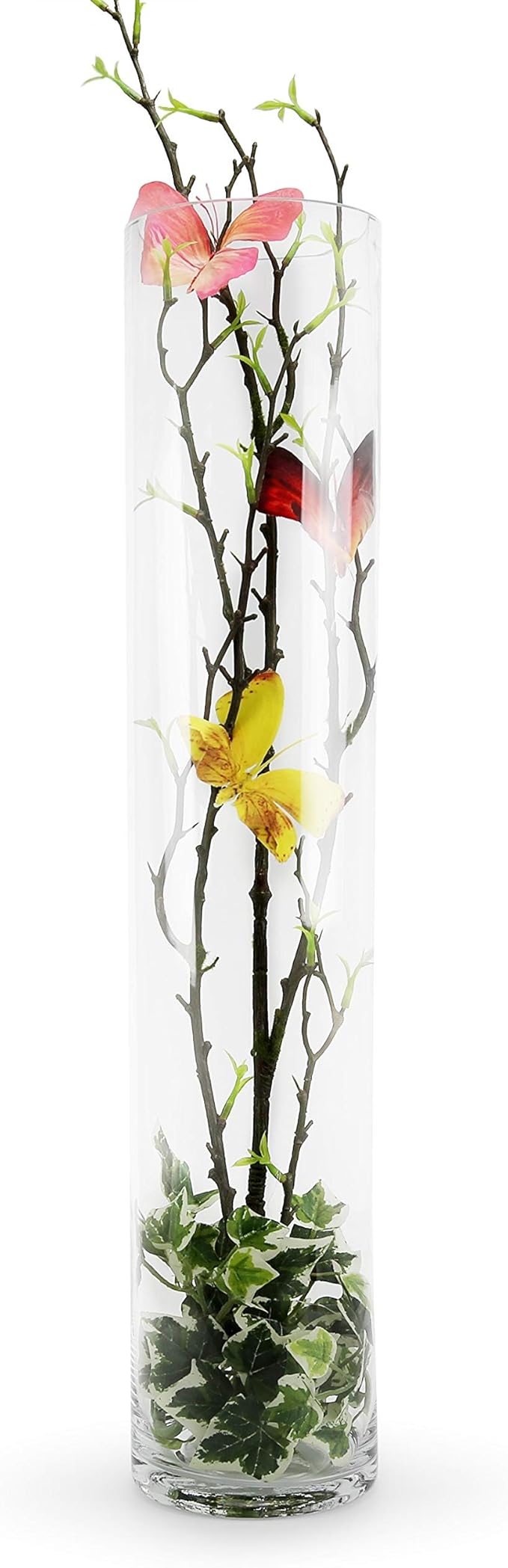 WGVI Quality Thick Weighted Tall Clear Cylinder Glass Vases, 4" W x 18" H, Flower Arrangement Floating Candle Holders Wedding Centerpieces Event Floral Container Display Decor, Bulk Wholesale, 6 Pcs