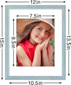 Vittanly 11x14 Picture Frames Set of 9, Shatter Resistant Plexiglass, Display 8x10 Pictures with Mat or 11x14 without Mat, Photo Frames for Wall or Tabletop, Engineered Wood, Rustic Blue