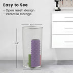 19.5" H Mesh Umbrella Stand - Ventilated Mesh Umbrella Holder for Entryway - Extra Capacity Storage for Umbrellas Canes & More - Freestanding Indoor Organizer 10.4" L x 10.4" W x 19.5" H - 2P Silver