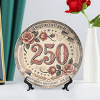 250th Anniversary Decorative Plates 10 Inch Vintage Floral Patriotic Decorations Commemorative Plates with Stand Semiquincentennial 4th of July Veterans Day Home & Office