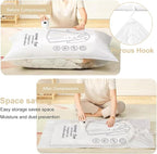 Hanging Vacuum Storage Bags 5 Pack, Space Saver Garment Bags 53.2 x27.6 inch, Vacuum Seal Bags for Clothing for Jacket, Suits, Dress, Clothing, Space Saver Bags With Hook