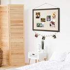 DOLLAR BOSS Bulletin Board with Linen 24'' x 18'' Wood Framed Cork Boards for Walls, Photo Display Pin Board, Decorative Corkboard for Office Home School Dorm Decor with 10 Pushpins, Dark Walnut