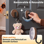 Suction Cup Wreath Hanger for Front Door, Over Door, Window Glass, Mirrors, Tiles – Decorative Hooks for Christmas/Thanksgiving/Halloween/July 4th/Easter/Valentine/Spring/Summer/Fall (2 Pack, Walnut)