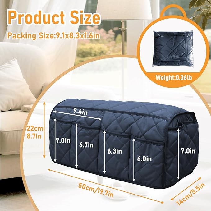 Armchair Caddy, Sofa Armrest Organizer, Non Slip Recliner Organizer, Remote Control Holder for Recliners, Recliner Arm Caddy with 14 Pockets Storage for TV Remote, Phone, Magazine(Blue)