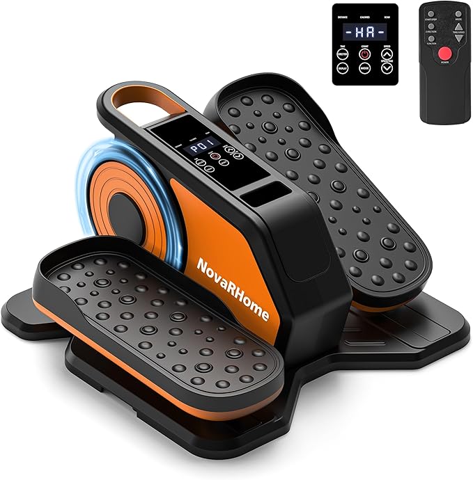 Under Desk Elliptical Machine, Quiet & Portable Electric Machine Seated Pedal Exerciser with Remote Control, Low-Impact Electric Leg Workout Machine with 12 Level Speeds Adjustable for Home Office
