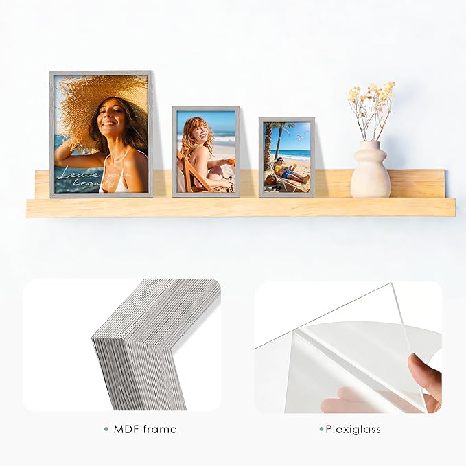 15 Pack Picture Frames Collage Wall Decor, Grey Frame Set with 3pcs 8x10, 6pcs 5x7, 6pcs 4x6 for Gallery Display, Wall Mounting & Tabletop, Bulk Photo Frames for Living Room Decor