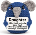Gifts for Daughter from Mom Dad, Handmade Crochet Elephant Doll, Emotional Support Animal Gift for Girls, Cute Inspirational Gift for Daughter, Graduation Gift Idea