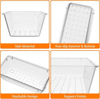 32 PCS Clear Plastic Drawer Organizer Set, 4-Size vanity organizer Trays and Storage Bins for Makeup, Jewelry and Gadgets in Bedroom, Bathroom and Office, Clear