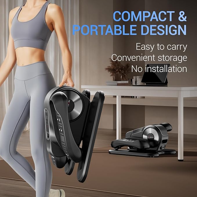 Under Desk Elliptical Machine, Electric Seated Pedal Exerciser, Mini Ellipse Leg Exerciser with Remoter, 12 Level Speeds, Forward & Reverse Direction, Manual & Auto Mode for Home Office (Dark)