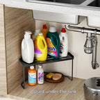 Stackable Metal Kitchen Corner Cabinet Organizer,Kitchen Corner Shelf with Non-Slip Mat,Bathroom Corner Organizer,Storage Shelf rv Must Haves for Cabinet/Bathroom/Countertops/Utensils