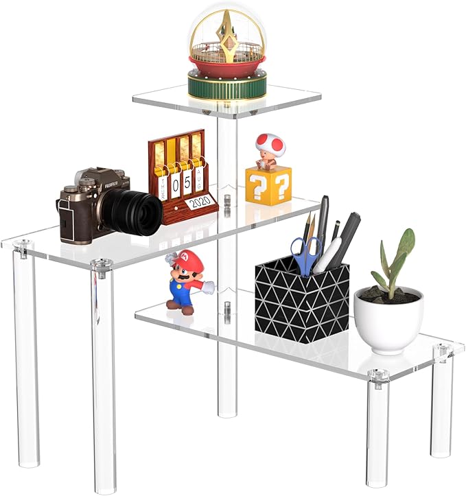 Sezanrpt Clear Countertop Corner Organizer Shelf 11.8x11.8x12.4 Inch, 3 Tier Acrylic Bathroom Organizer Corner Shelf for Countertop, Space Saver, Moisture Proof