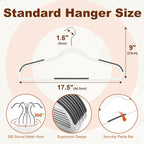 HOUSE DAY Heavy Duty Plastic Hangers 30 Pack, Non Slip Clothes Hangers with Rubber Pads and 360° Hook - Thin 0.2 Inch, Space Saving Coat Hanger White, Closet Organizer for Shirt, Pants, Suit, Skirt