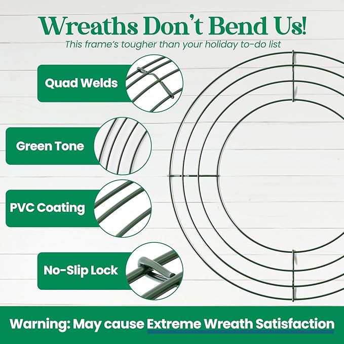 2-Pack 8 Inch Wire Wreath Frame – Round Metal Wreath Form with Ring Design for DIY Crafts, Floral Projects, and Home Decor – Dark Green Wire Frame for Christmas Holiday & Weddings