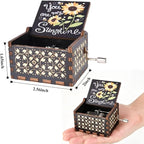 Dream Loom Wooden Music Box, You are My Sunshine Hand Crank Engraved Wooden Musical Boxes Sunflower Gift for Mother/Grandma/Wife/Girlfriend/Women