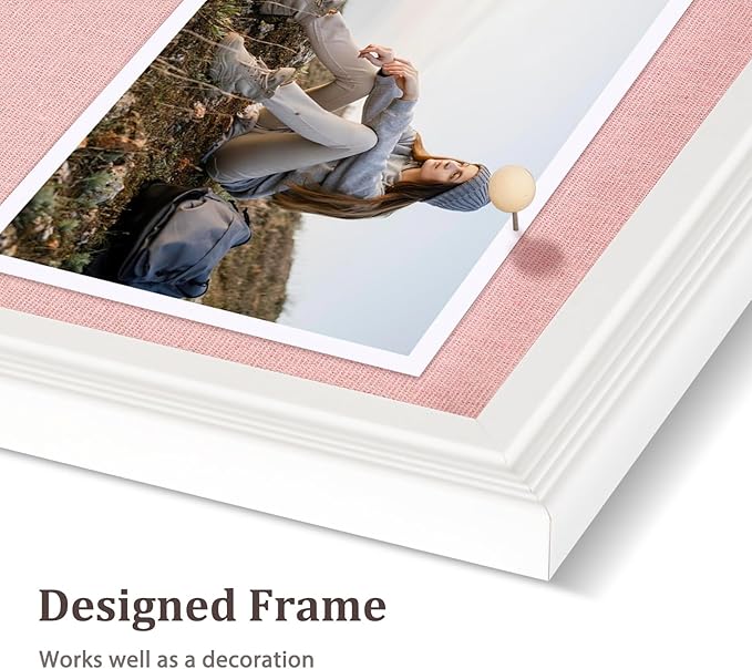 DOLLAR BOSS Bulletin Board with Linen 36'' x 24'' White Framed Cork Boards for Walls, Photo Display Pin Board, Decorative Corkboard for Office Home School Girls Dorm Decor with 10 Pushpins, Pink